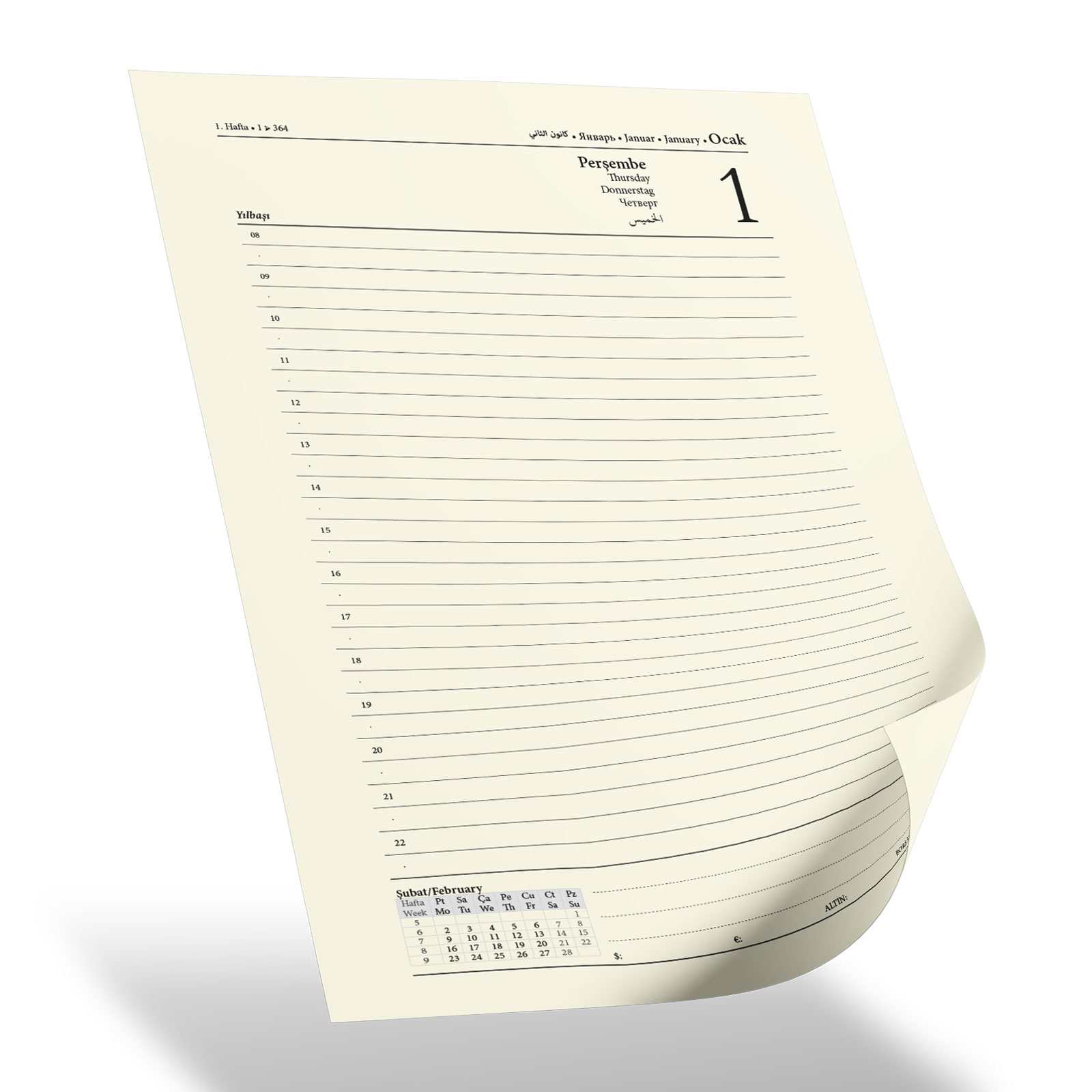 ANITTEPE TURKUAZ TARİHLİ GİZLİ SPİRALLİ AJANDA (17X24 CM)