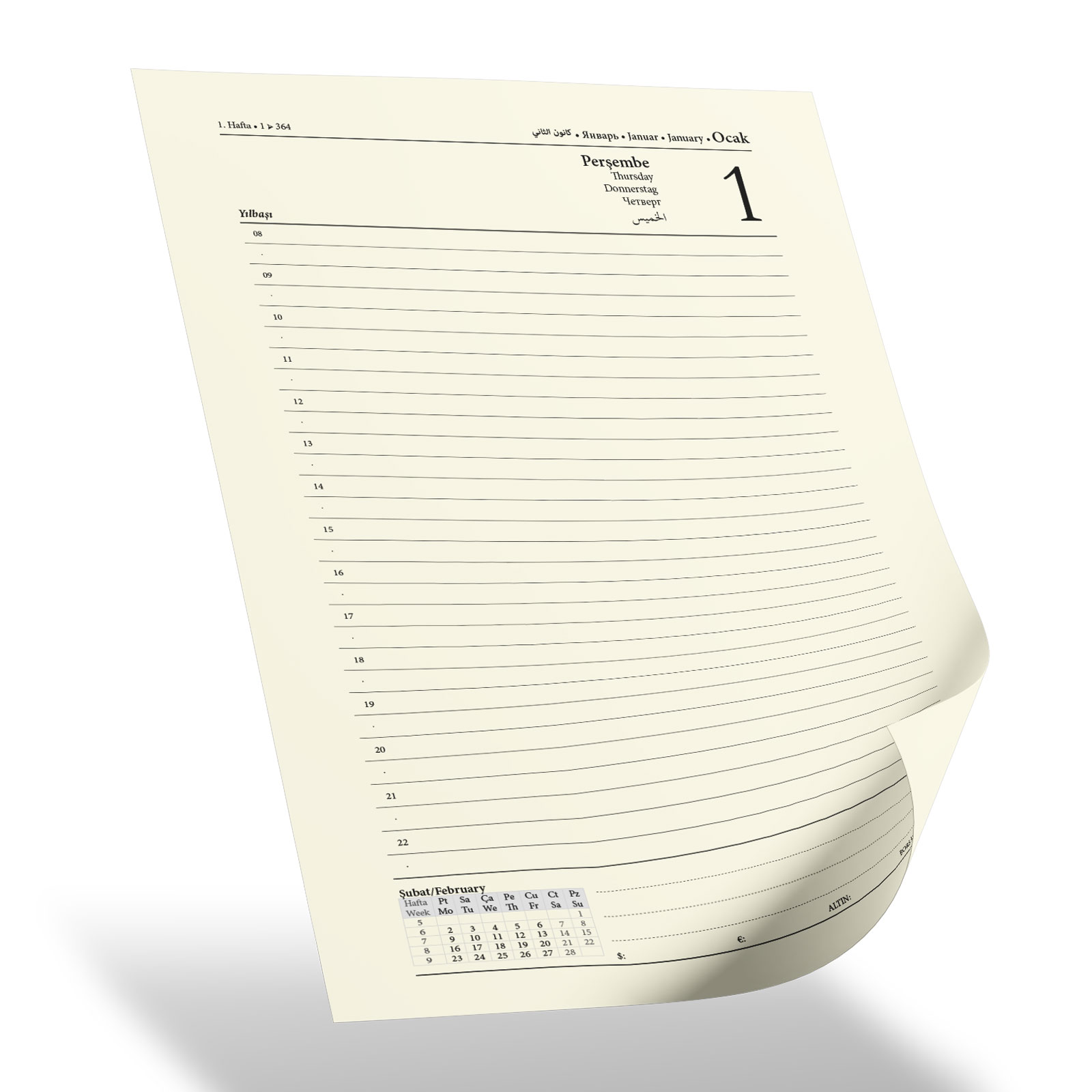 GİMAT TABA TARİHLİ SPİRALLİ GÜNLÜK AJANDA (20X28 CM)
