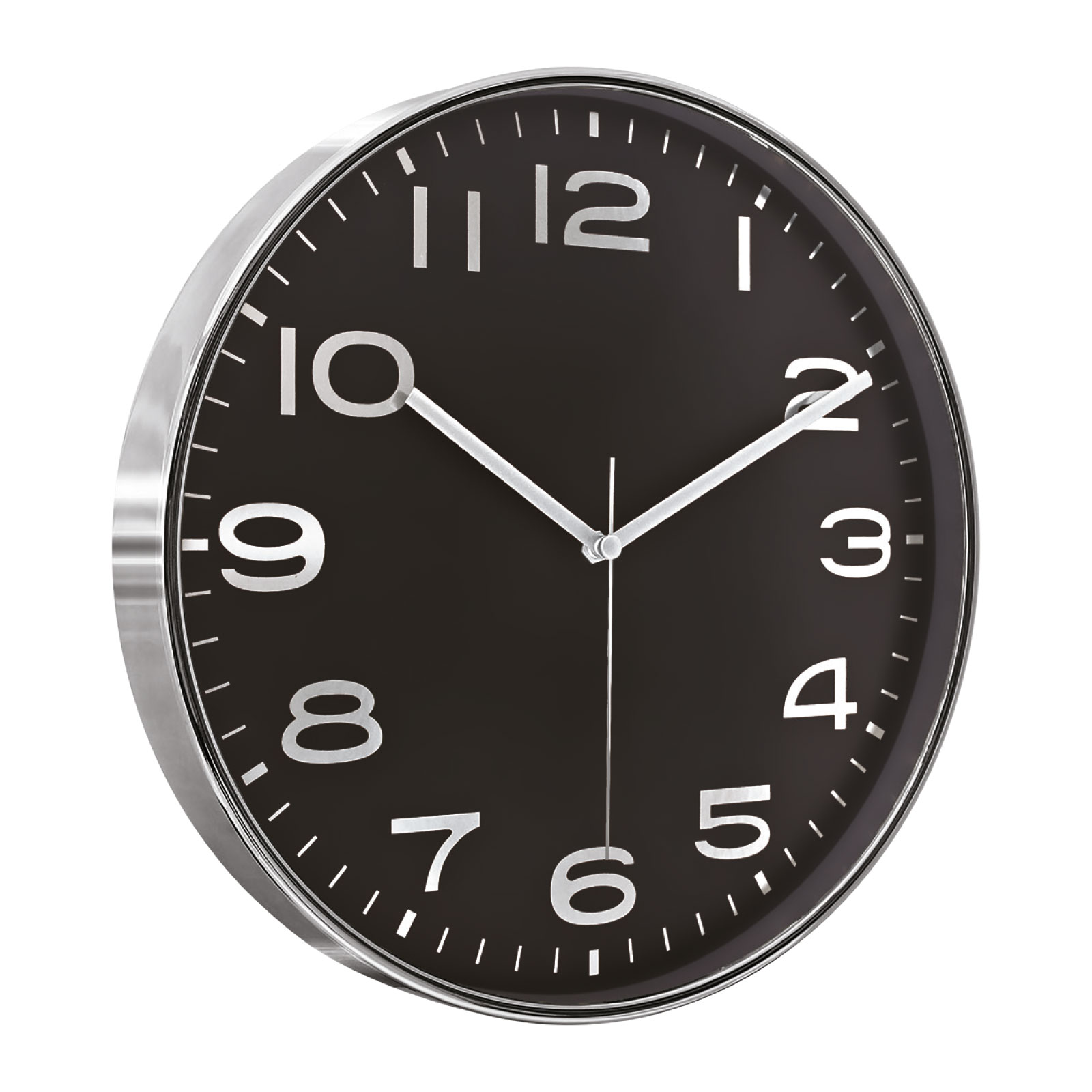 HADES406 SİYAH-GÜMÜŞ METALİZE ÇERÇEVE DUVAR SAATİ(380 MM)