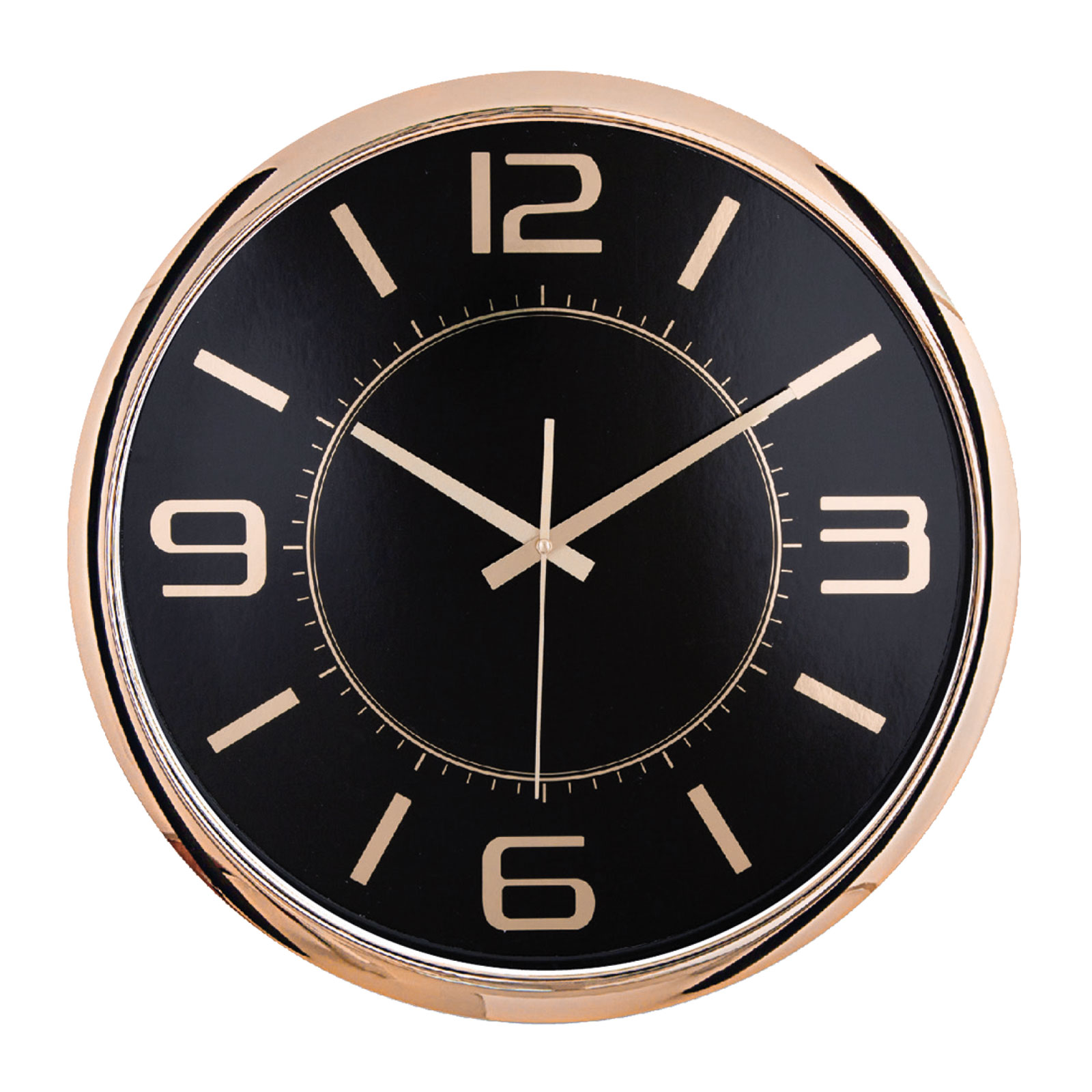 HELLEN404 SİYAH-BAKIR METALİZE ÇERÇEVE DUVAR SAATİ (420MM)