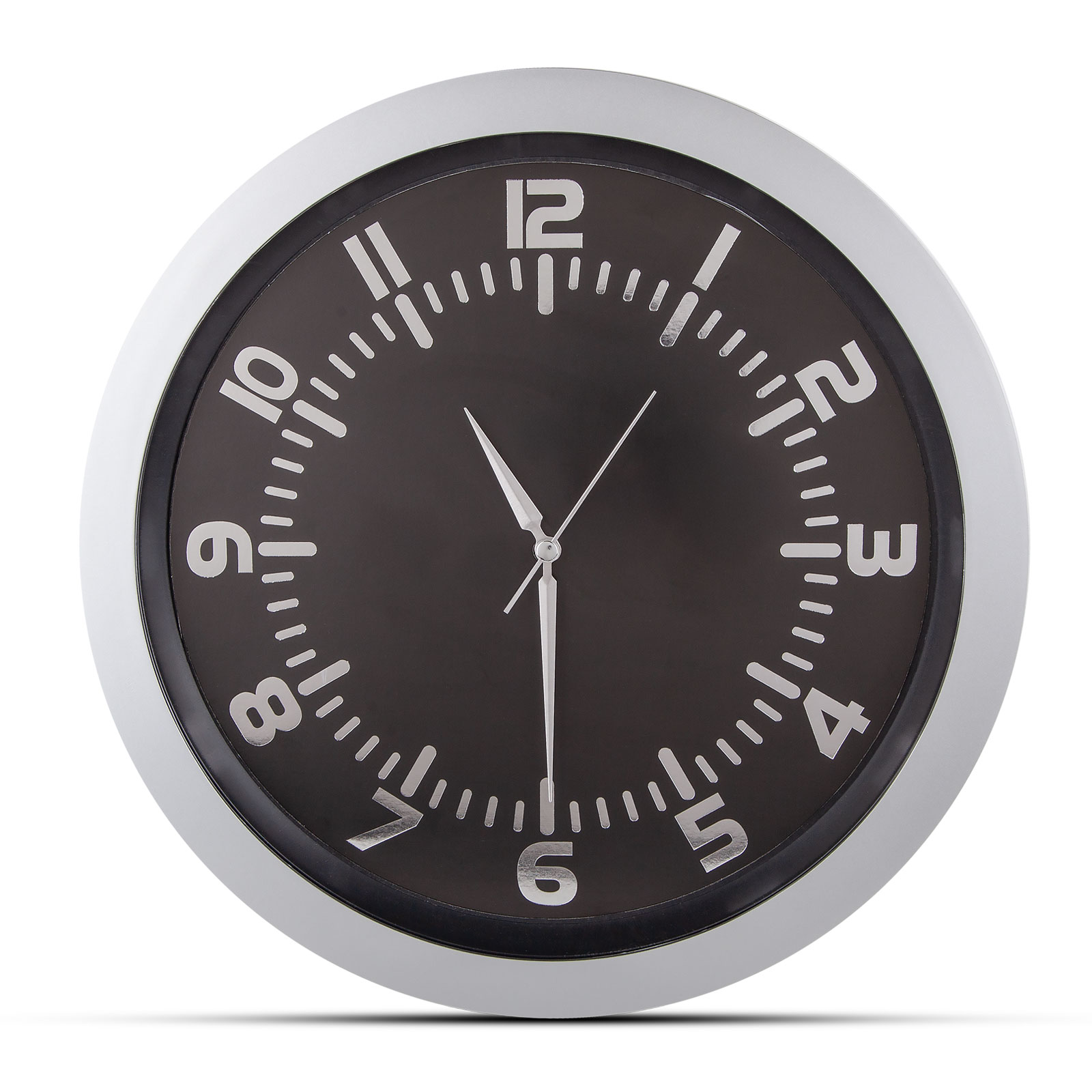 POSEIDON GÜMÜŞ PLASTİK KASA DUVAR SAATİ 350MM